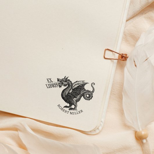 Fantasy Draak Ex Libris Bibliotheekboek Rubberstempel