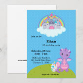 Fantasy Draak Kinderfeestje Kaart (Voorkant / Achterkant)