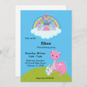 Fantasy Draak Kinderfeestje Kaart (Voorkant / Achterkant)