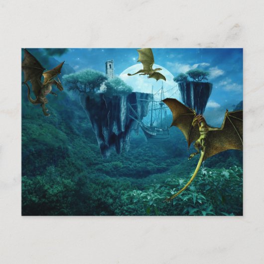 Fantasy Draak Landschap scène Briefkaart (Voorkant)