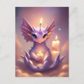 Fantasy Draak met Verjaardagskaarsen Briefkaart (Voorkant)