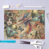 Fantasy Draak Mixed Media Collage Decoupage Tissuepapier (Craft)