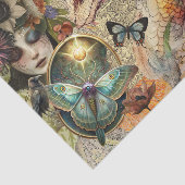 Fantasy Draak Mixed Media Collage Decoupage Tissuepapier (Detail)