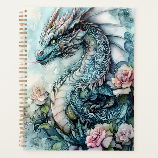 Fantasy-draak omringd door rozen planner (Voorkant)