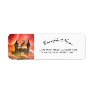 Fantasy, draak op het kasteel etiket
