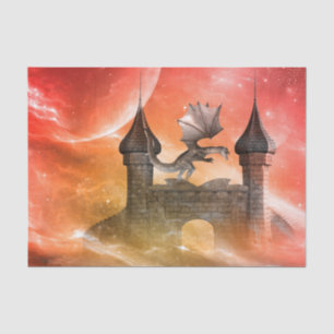 Fantasy, draak op het kasteel tissuepapier