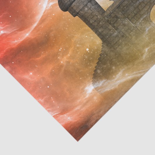 Fantasy, draak op het kasteel tissuepapier (Detail)