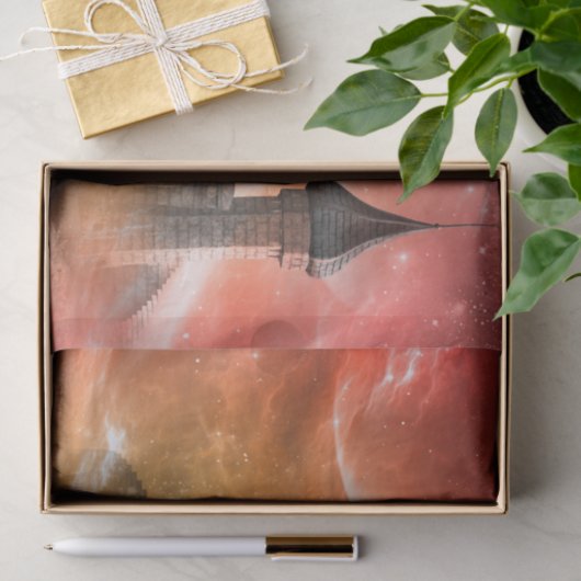 Fantasy, draak op het kasteel tissuepapier (Geschenk)