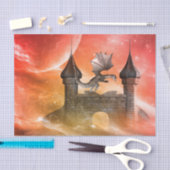 Fantasy, draak op het kasteel tissuepapier (Craft)