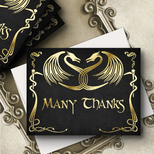 Fantasy Draak Trouw Huwelijkskaart Folie Feestdagen Briefkaart