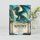 Fantasy Draak Verjaardagsuitnodiging Kaart (Staand voorkant)