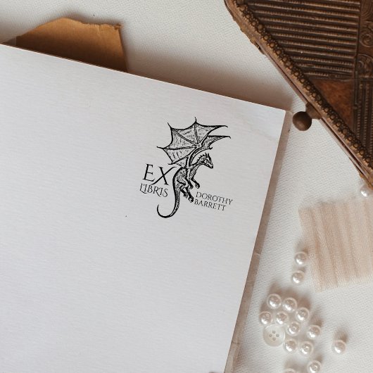 Fantasy Dragon,  aangepaste ex libris boek Rubberstempel