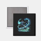 Fantasy Dragon Afro-Amerikaanse Black Man Superher Magneet (Voorkant / Achterkant)