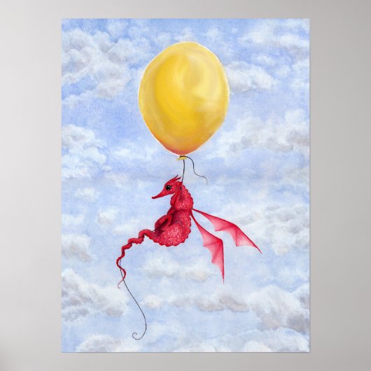 Fantasy Dragon Art Poster - omhoog in de lucht (Voorkant)
