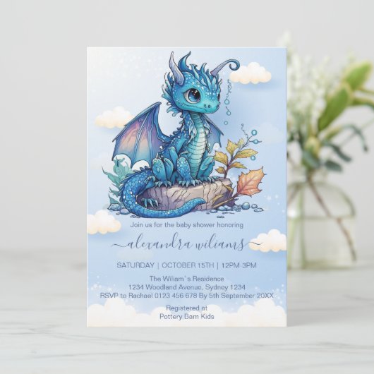 Fantasy Dragon Baby shower Kaart (Staand voorkant)
