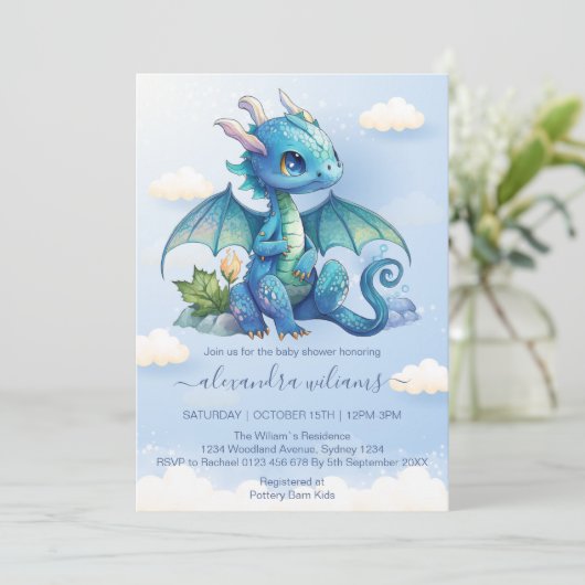 Fantasy Dragon Baby shower Kaart (Staand voorkant)