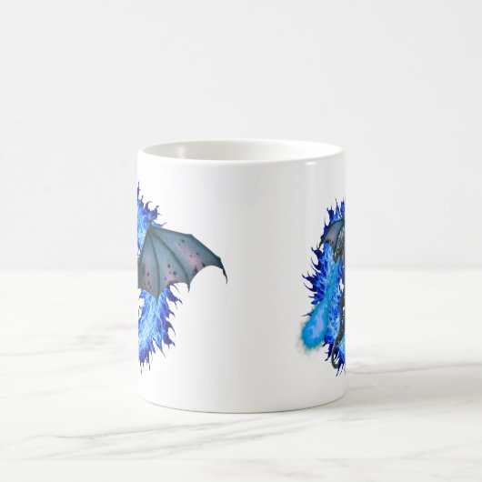 Fantasy Dragon Blue Flaming Fire Koffiemok (Center)