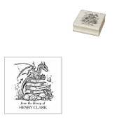 Fantasy Dragon Bookplate Rubberstempel (Gestempeld)