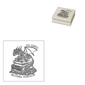  Fantasy Dragon Bookplate Rubberstempel (Gestempeld)