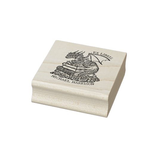  Fantasy Dragon Bookplate Rubberstempel (Stempel)