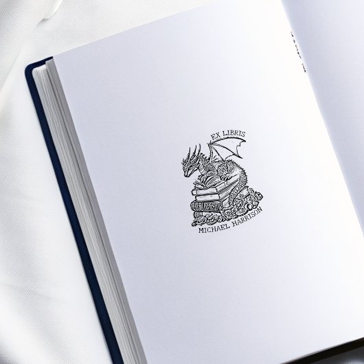  Fantasy Dragon Bookplate Rubberstempel