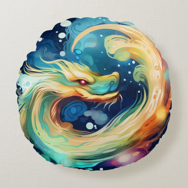 Fantasy Dragon Dream Dier 12 Rond Kussen (Voorkant)