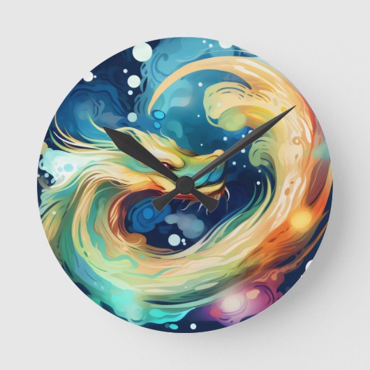 Fantasy Dragon Dream Dier 12 Ronde Klok (Voorkant)