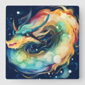 Fantasy Dragon Dream Dier 14 Vierkante Klok (Voorkant)