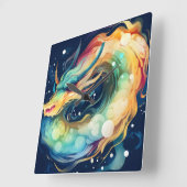 Fantasy Dragon Dream Dier 14 Vierkante Klok (Hoek)