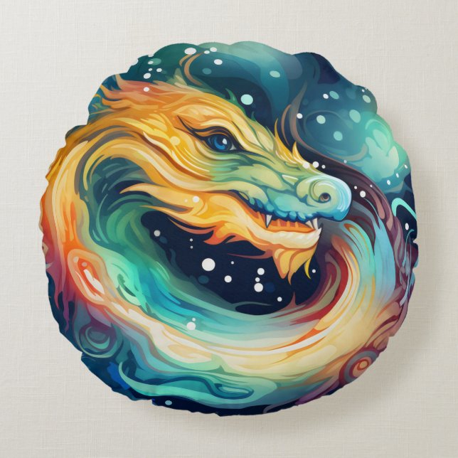 Fantasy Dragon Dream Dier 3 Rond Kussen (Voorkant)