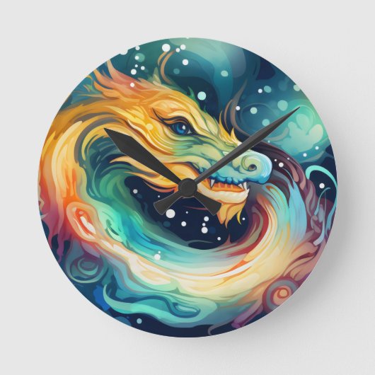 Fantasy Dragon Dream Dier 3 Ronde Klok (Voorkant)