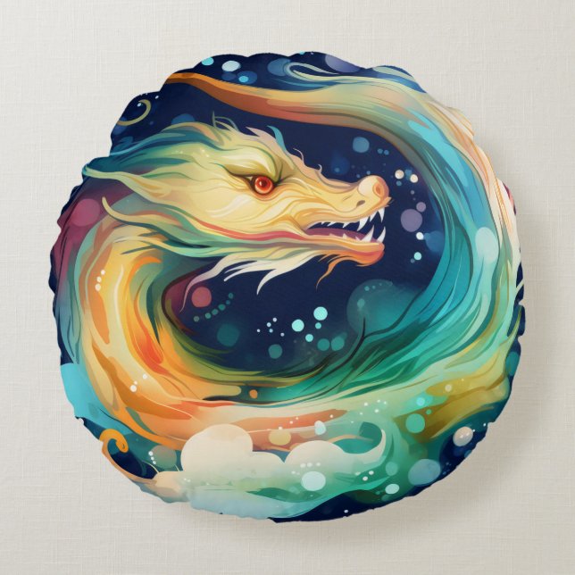 Fantasy Dragon Dream Dier 6 Rond Kussen (Voorkant)