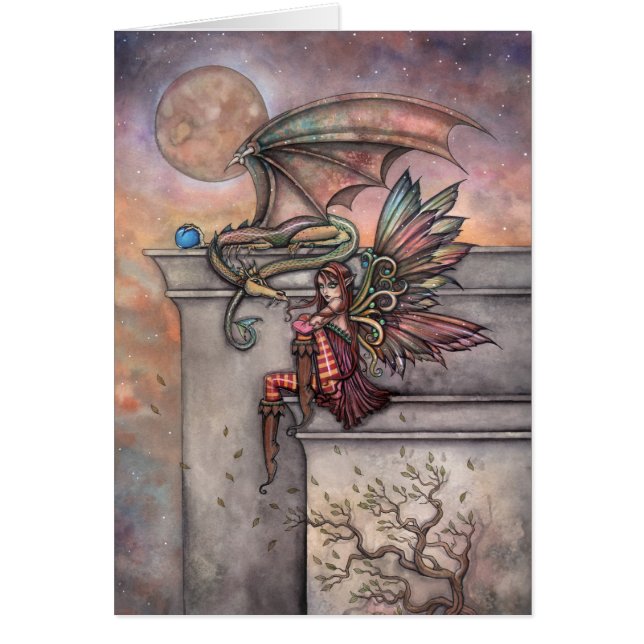 Fantasy Dragon en Fairy Art Kaart Molly Harrison (Voorkant)