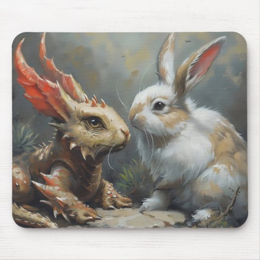 Fantasy Dragon en Konijn Muismat (Voorkant)