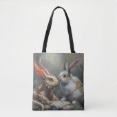 Fantasy Dragon en Konijn Tote Bag (Voorkant)
