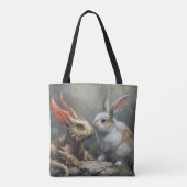 Fantasy Dragon en Konijn Tote Bag (Achterkant)