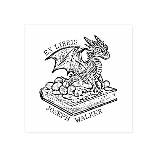  Fantasy Dragon Ex Libris Rubberstempel (Afrduk)