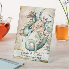 Fantasy Dragon Fairytale Wedding Reclamebord Met Voetstuk