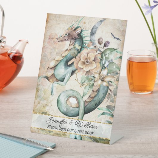 Fantasy Dragon Fairytale Wedding Reclamebord Met Voetstuk (Insitu)