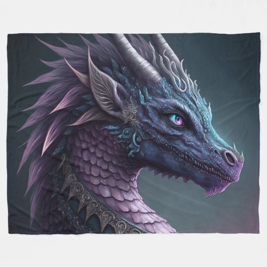 "Fantasy Dragon" Fleece Deken (Voorkant (Horizontaal))