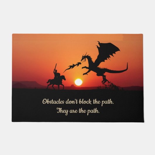 Fantasy Dragon Knight Inspirerend Motivatie Deurmat (Voorkant)