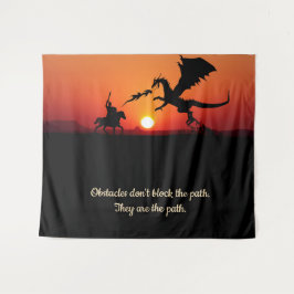 Fantasy Dragon Knight Inspirerend Motivatie Wandkleed