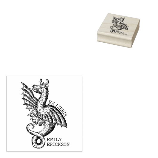 Fantasy Dragon, Library Ex Libris Rubberstempel (Gestempeld)