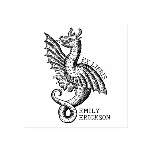 Fantasy Dragon, Library Ex Libris Rubberstempel (Afrduk)