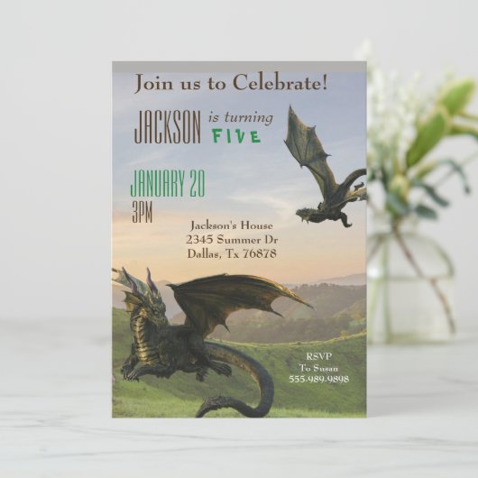 Fantasy Dragon Magic Serpent Birthday Party Kaart (Staand voorkant)