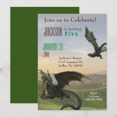 Fantasy Dragon Magic Serpent Birthday Party Kaart (Voorkant / Achterkant)