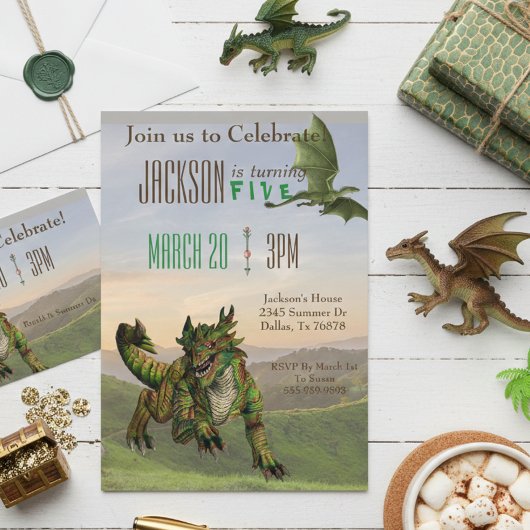 Fantasy Dragon Magic Serpent Birthday Party Kaart