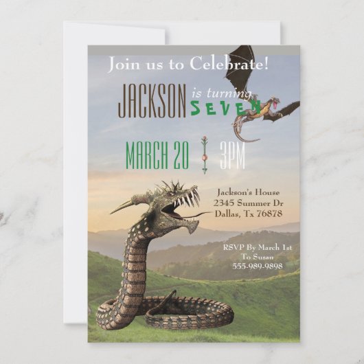 Fantasy Dragon Magic Snake Serpent Birthday Party Kaart (Voorkant)