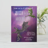 Fantasy Dragon Magic Space Galaxy Birthday Party Kaart (Staand voorkant)