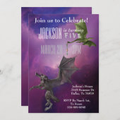 Fantasy Dragon Magic Space Galaxy Birthday Party Kaart (Voorkant / Achterkant)